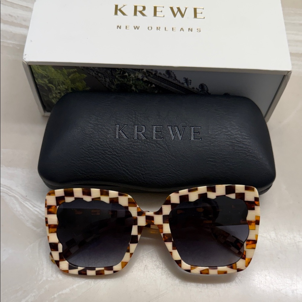 KREWE Brown and Cream Sunglasses